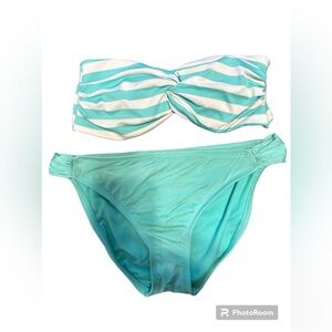 Two piece bikini and Tankini. Lime green and white. Mossimo.